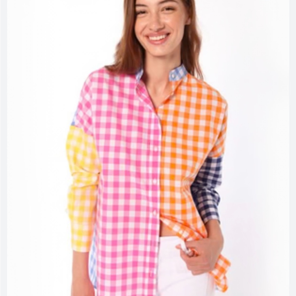Vilagallo Micaela Multicolor Gingham Top Women’s Size EU44 / US L